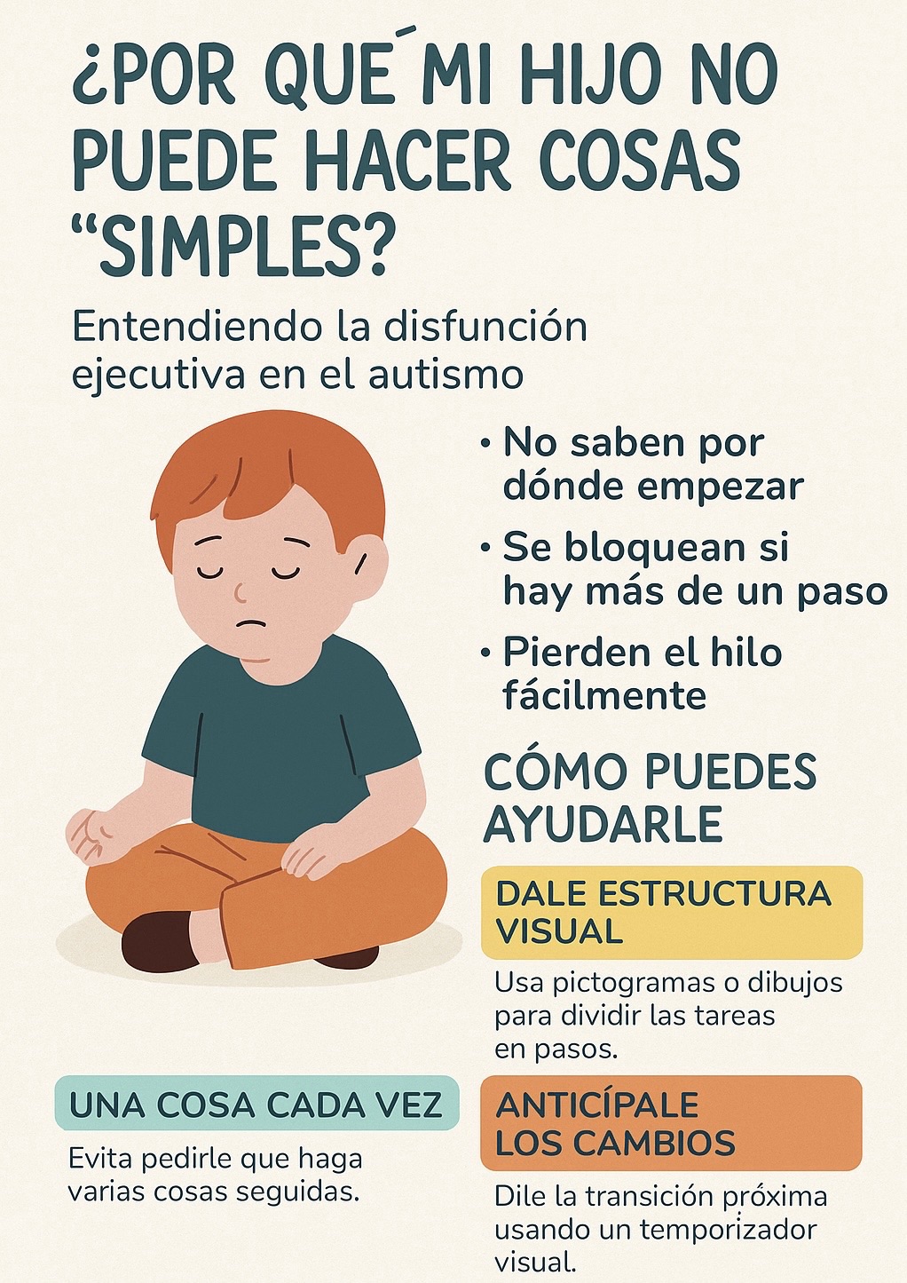 ¿Por qué mi hijo no puede empezar, seguir o terminar tareas? Claves para entender la disfunción ejecutiva