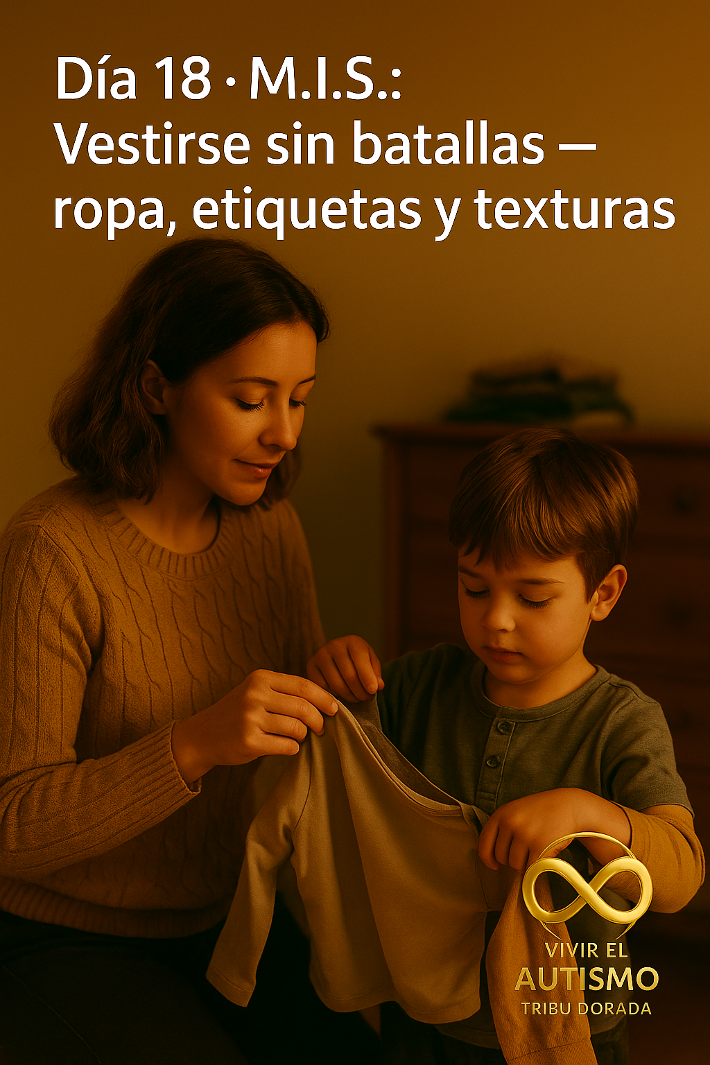 Día 18 · M.I.S.: Vestirse sin batallas — ropa, etiquetas y texturas