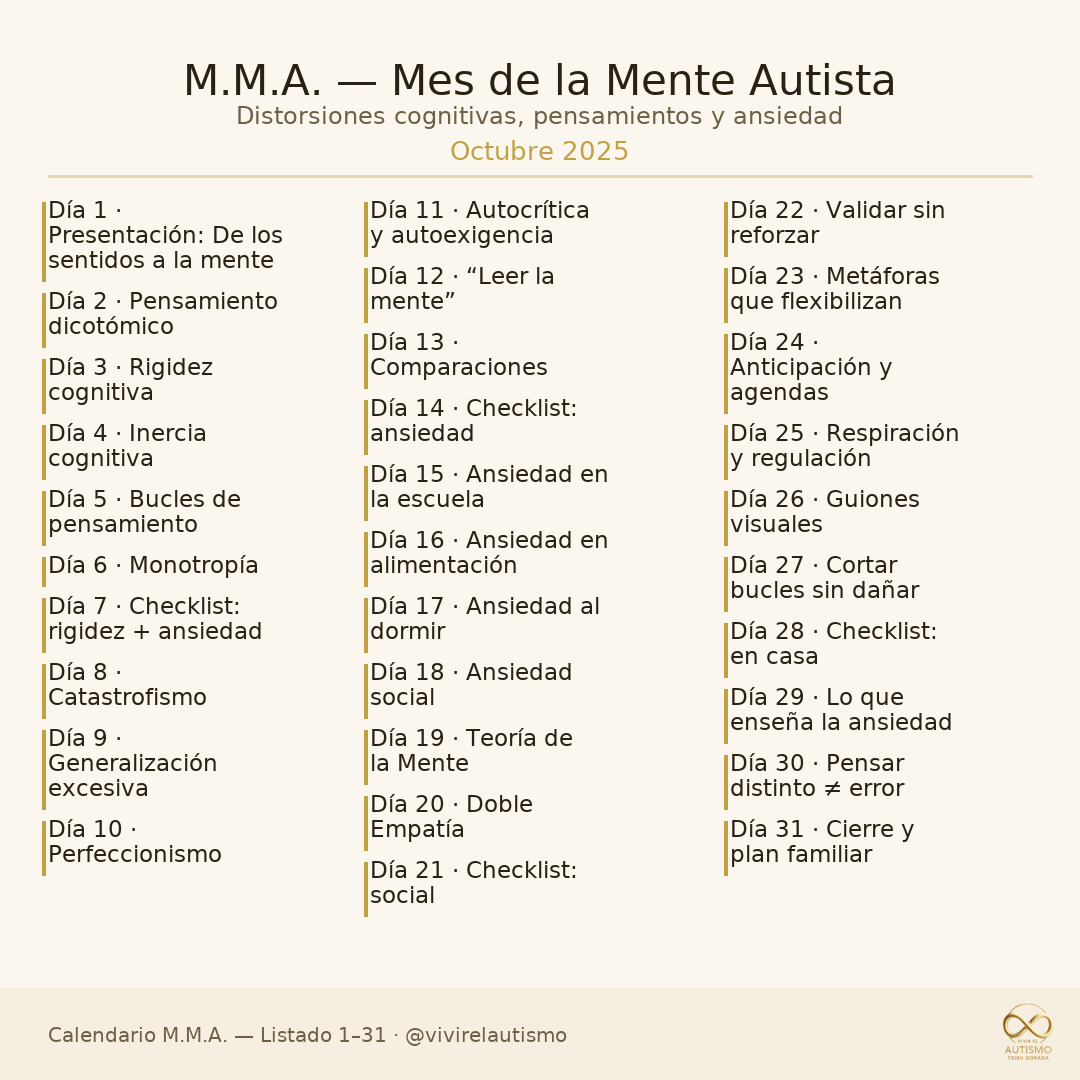 M.M.A. — Mes de la Mente Autista: distorsiones cognitivas, pensamientos y ansiedad