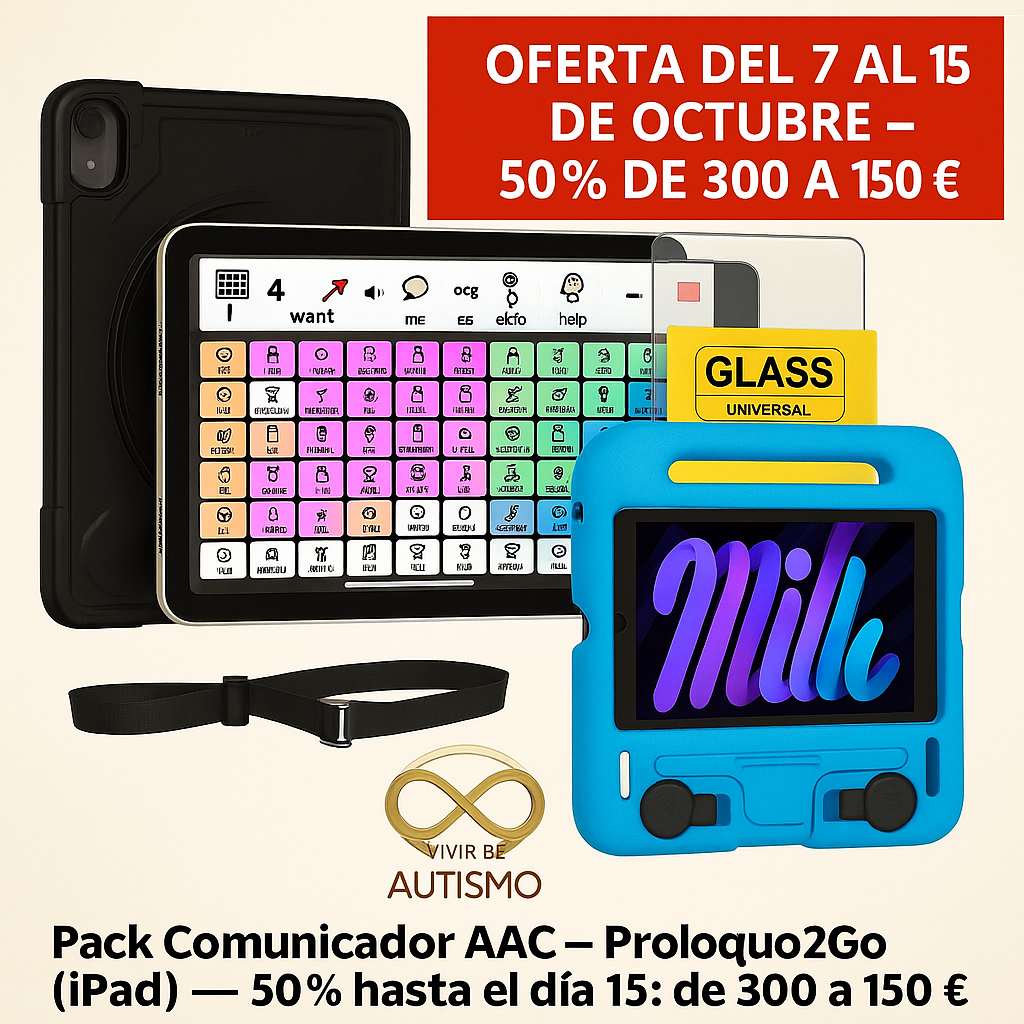 Pack Comunicador AAC — Proloquo2Go (iPad) — -50% hasta el día 15: de 300 € a 150 €